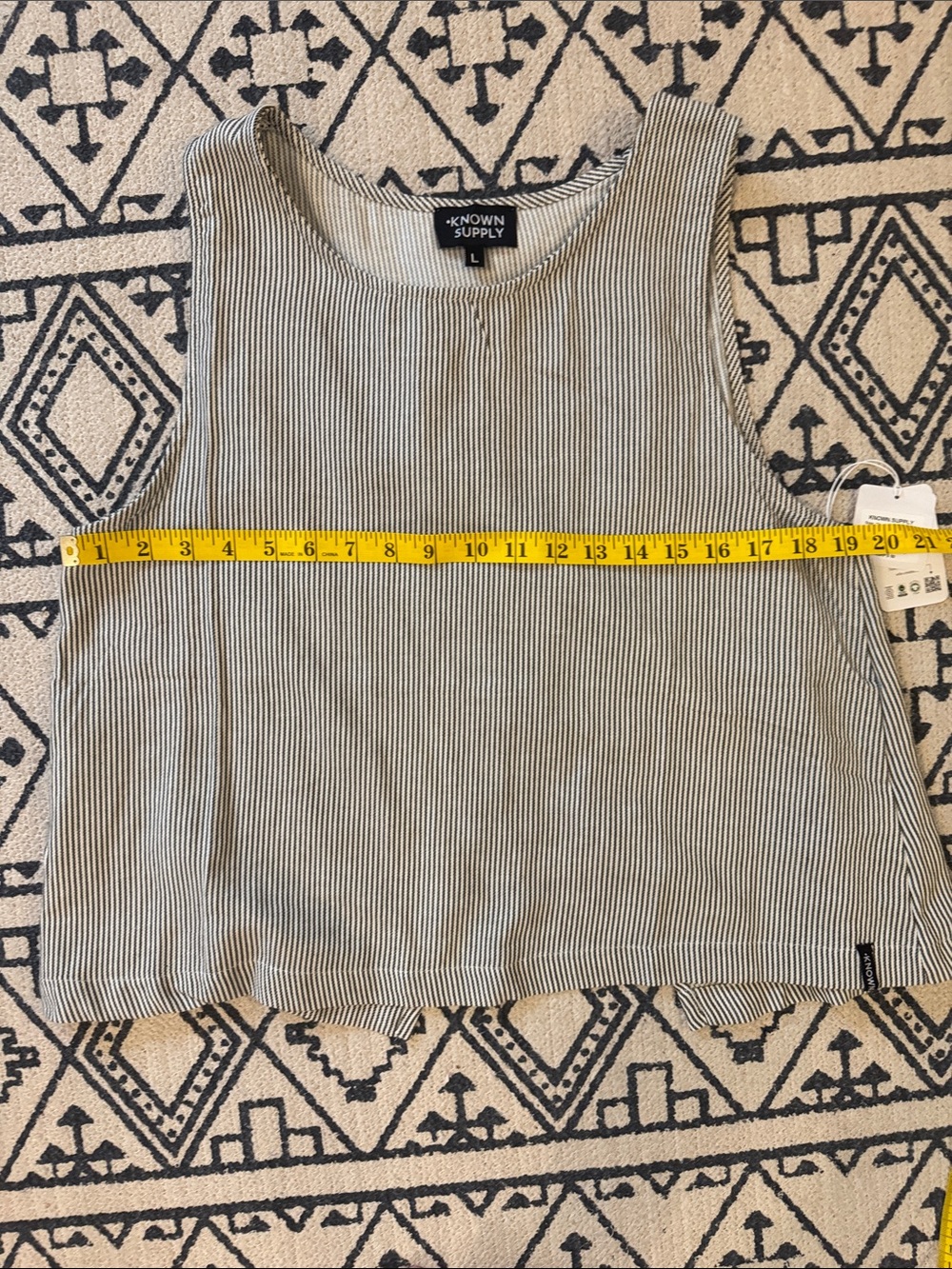 Known Supply Black & White Striped Cropped Tank Top Organic Cotton L - Picture 5 of 8